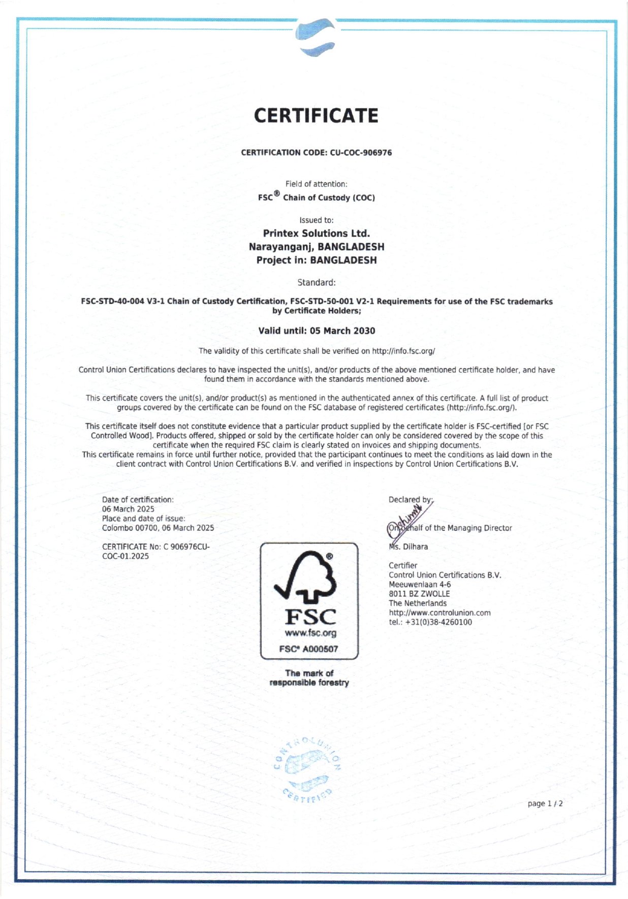 FSC Full Certificate